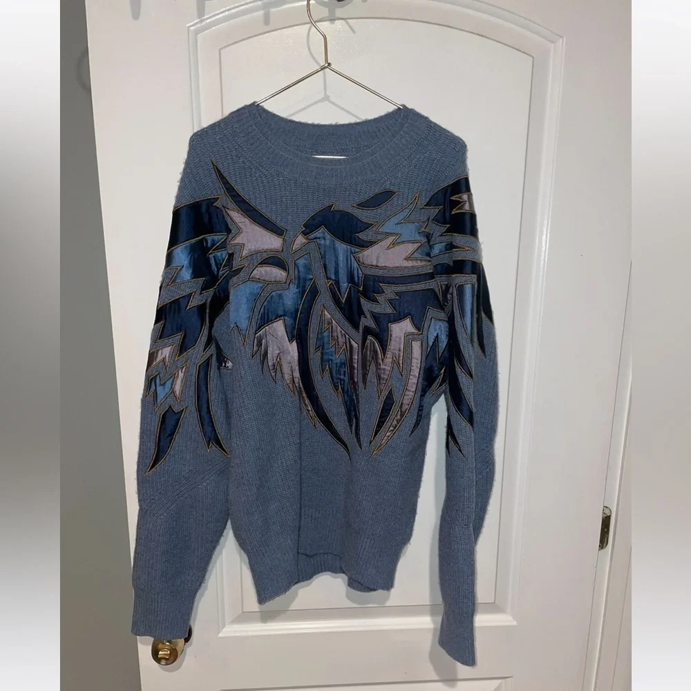 New! Zadig & Voltaire Kanson Phoenix Cashmere Blue Sweater 💙 Small ✨ Rare - Picture 7 of 13